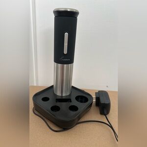 Rabbit Rechargeable Electronic Corkscrew Stainless Steel and Black Rubber